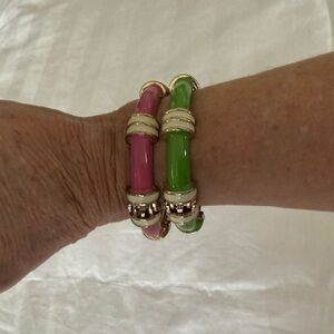 Elegant Pink and Green Bangle Set